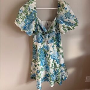 Ever New White Floral Mini Dress with Blue and Green Print